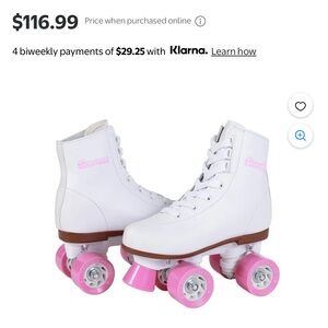 Champion White and Pink Kids Quad Roller Skates